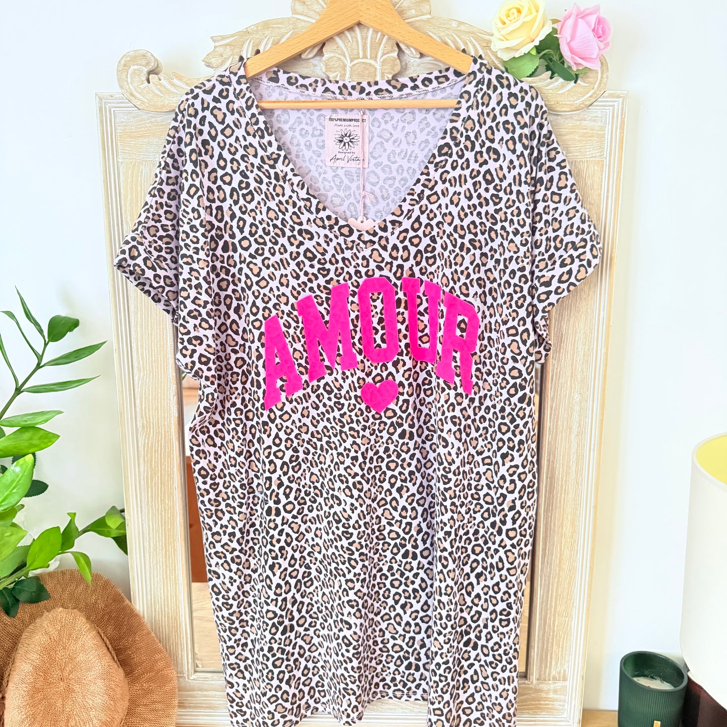 Robe parme léopard logo AMOUR - April vintage