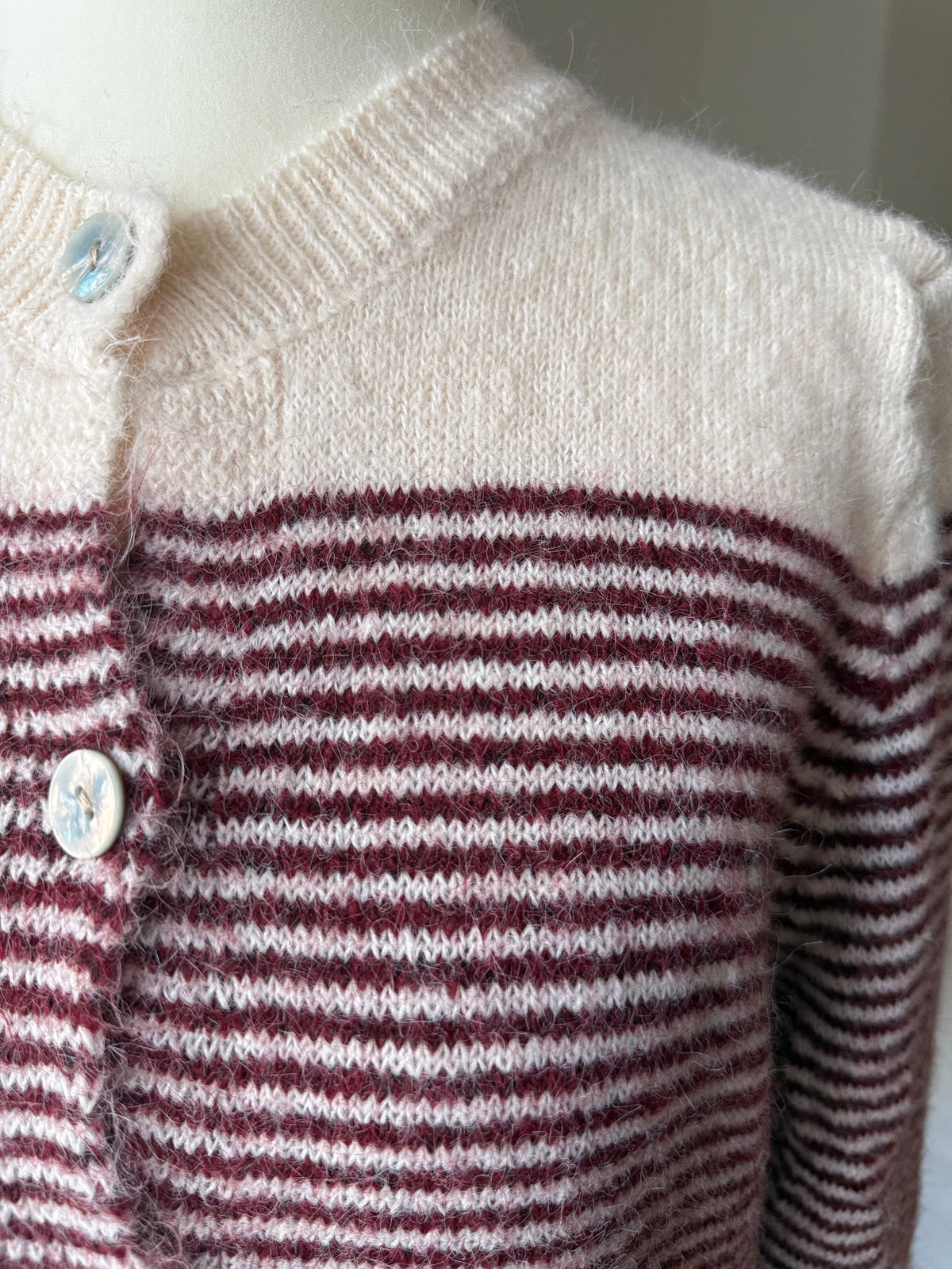 Gilet Marinière Rayé Bordeaux et Beige LOUNAE