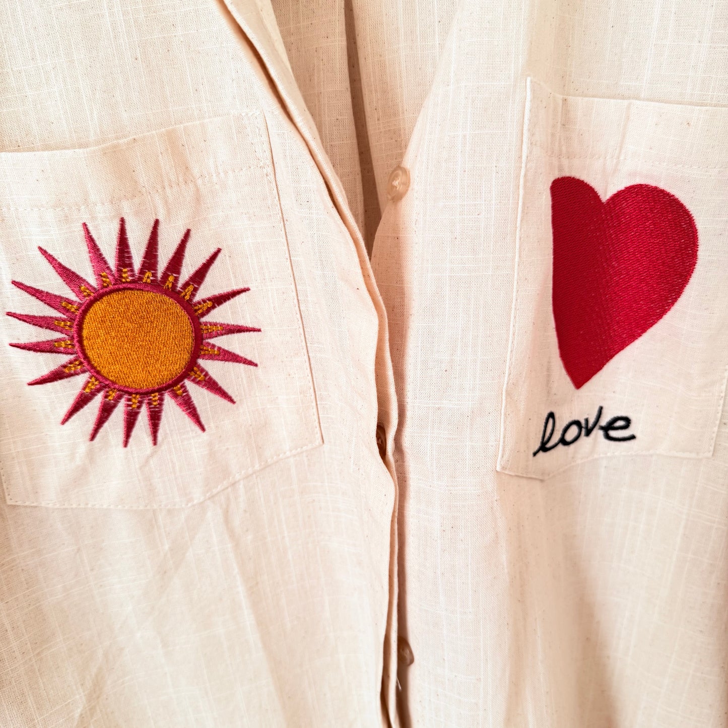 Chemise beige coton cœur et soleil - Lovena
