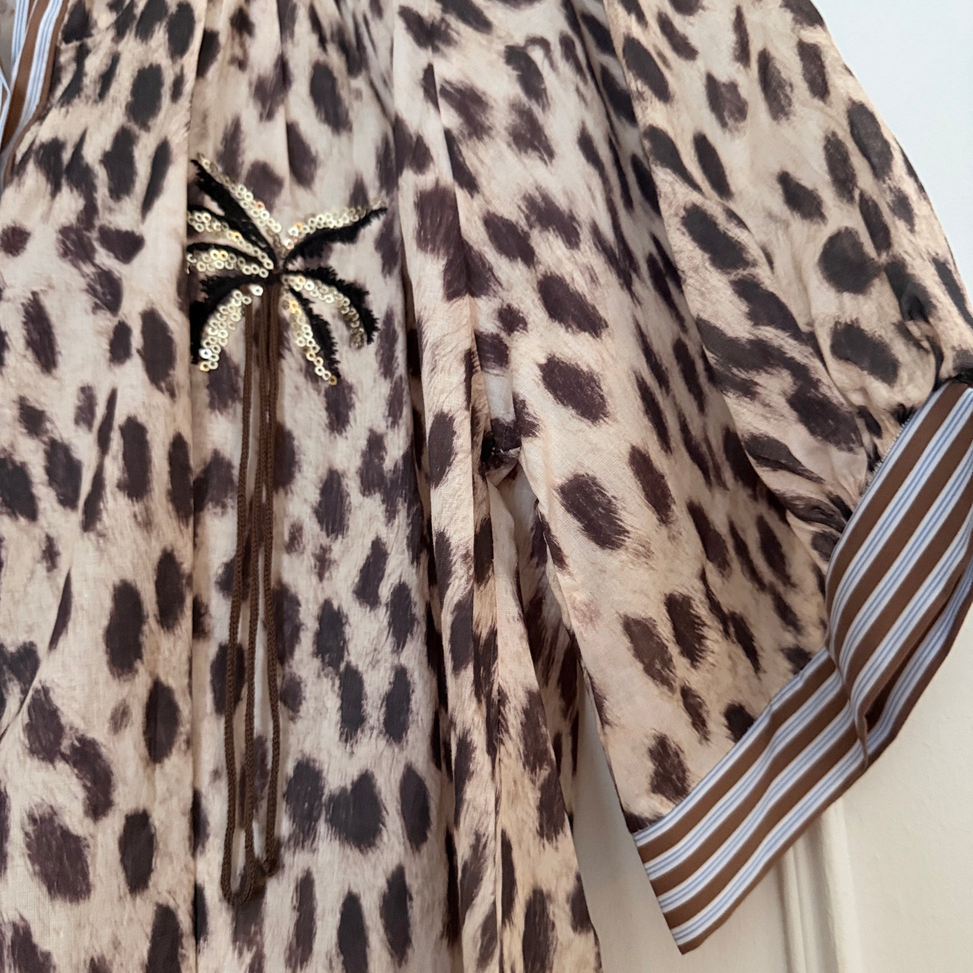 Chemise beige marron leopard manches ballon taille unique LOUNAE