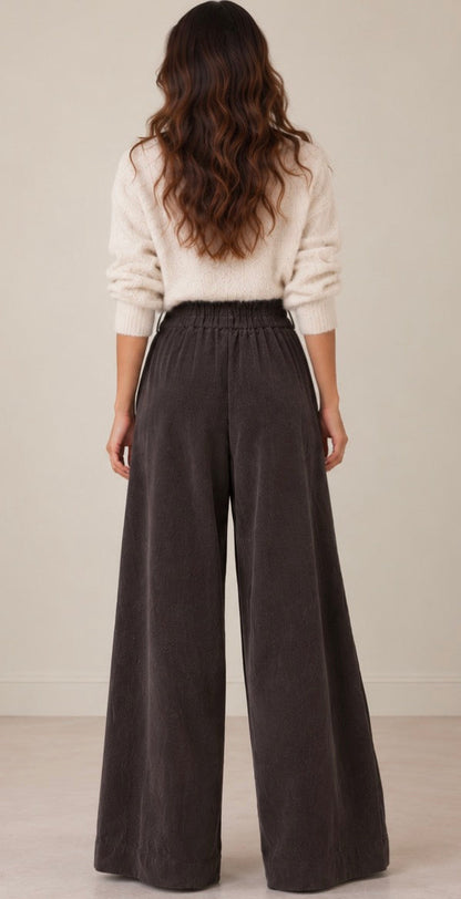 Pantalon Palazzo Chocolat velours LOUNAE