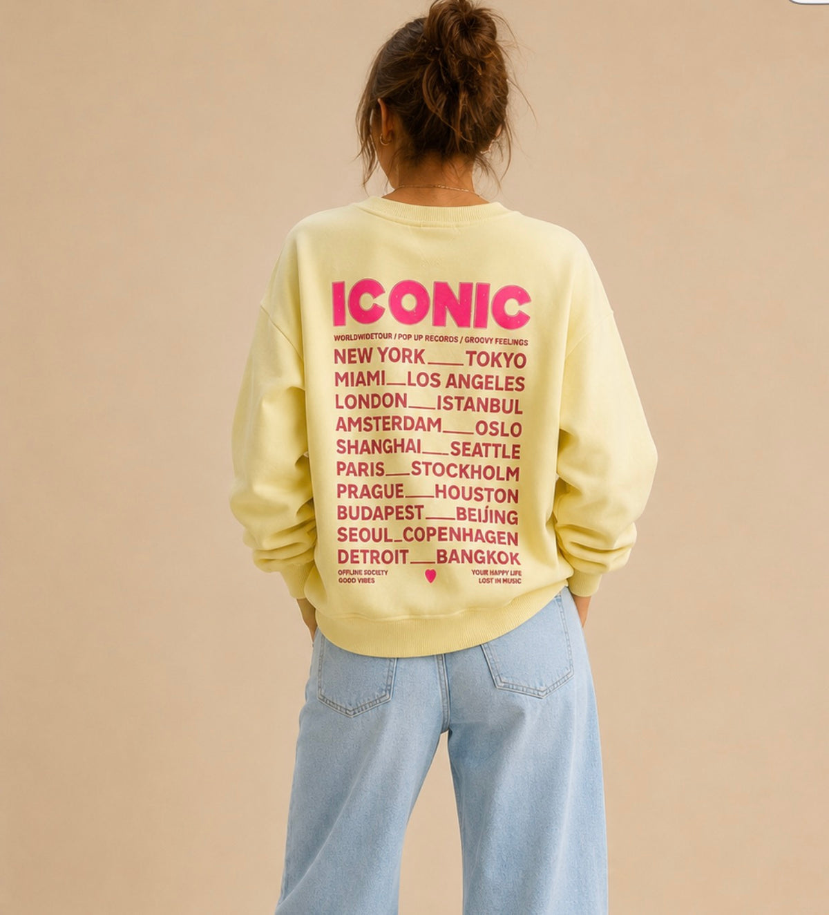 Sweat jaune manches longues ICONIC en coton taille unique LOUNAE