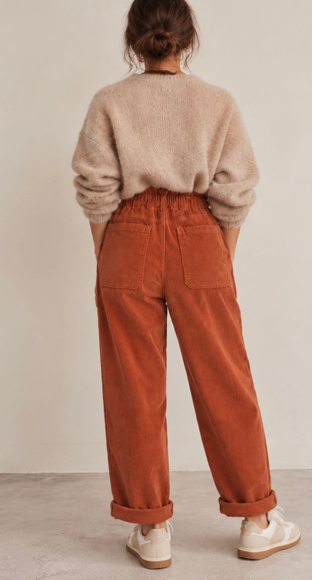 Pantalon Ample Rouille Velours Côtelé LOUNAE