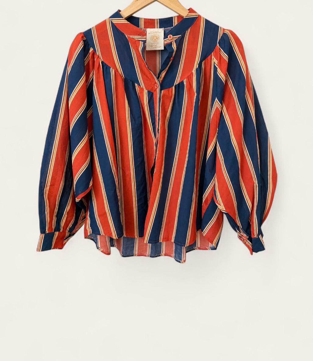 Blouse rayée Marine & Terracotta LOUNAE