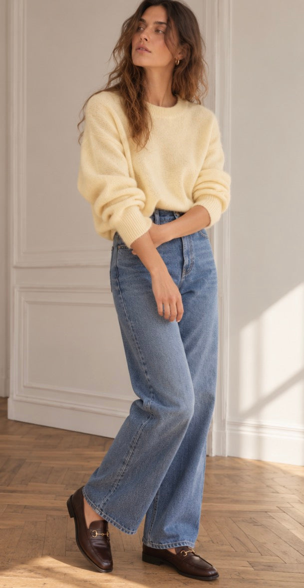 Pull Jaune Clair Cachemire Laine Soie Premium LOUNAE
