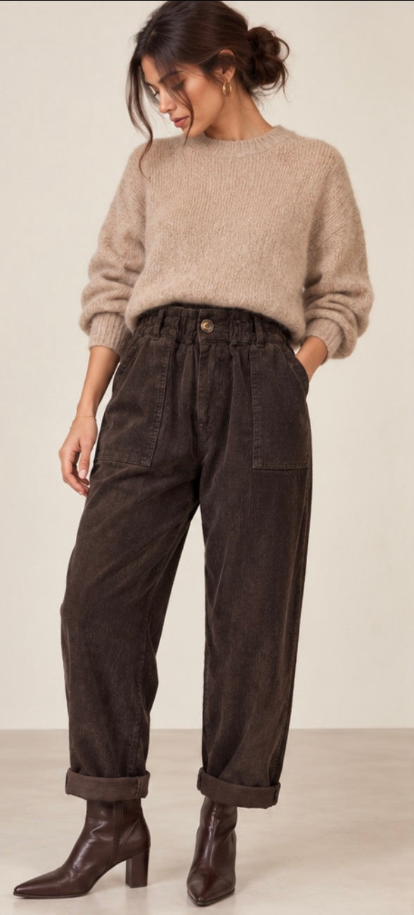 Pantalon Marron Velours Côtelé LOUNAE