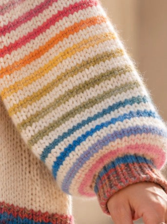 Pull Color Pop Rayé Maille Écrue contrastée LOUNAE