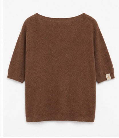 Pull camel col V manches courtes LOUNAE, taille unique