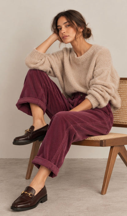Pantalon Ample Bordeaux Velours Côtelé (Copie) LOUNAE