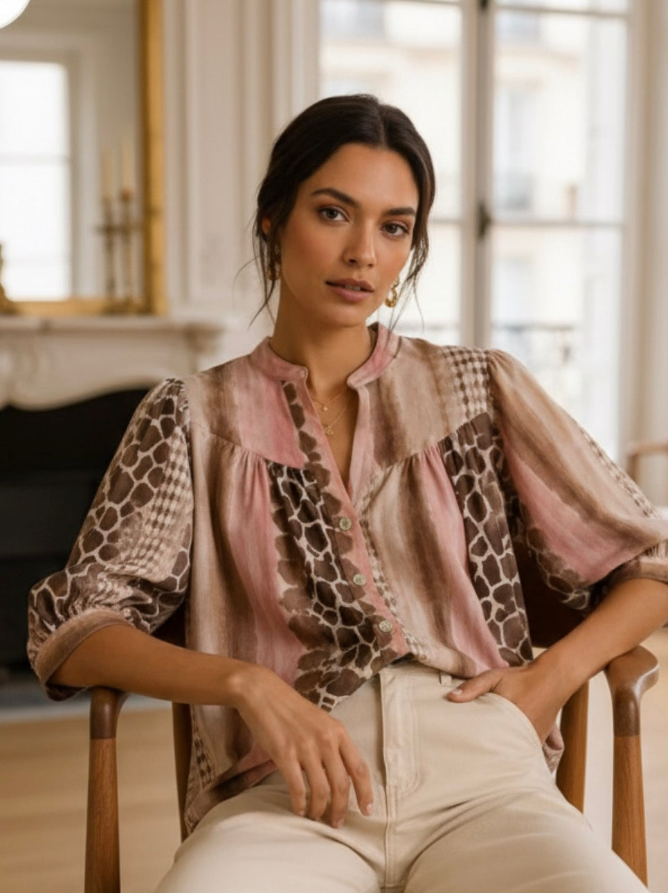 Chemise ample imprimés patchwork LOUNAE