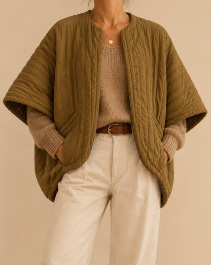 Veste kimono matelassée kaki coton - Taille unique LOUNAE