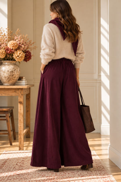 Pantalon Palazzo Bordeaux velours LOUNAE
