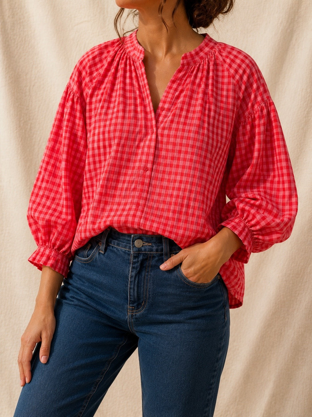 chemise vichy rouge et rose - Season