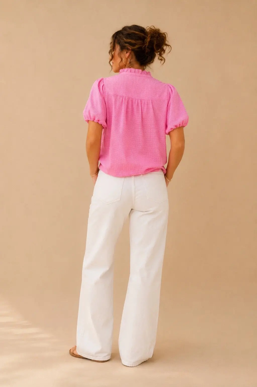 Chemise rose vichy rose en coton LOUNAE