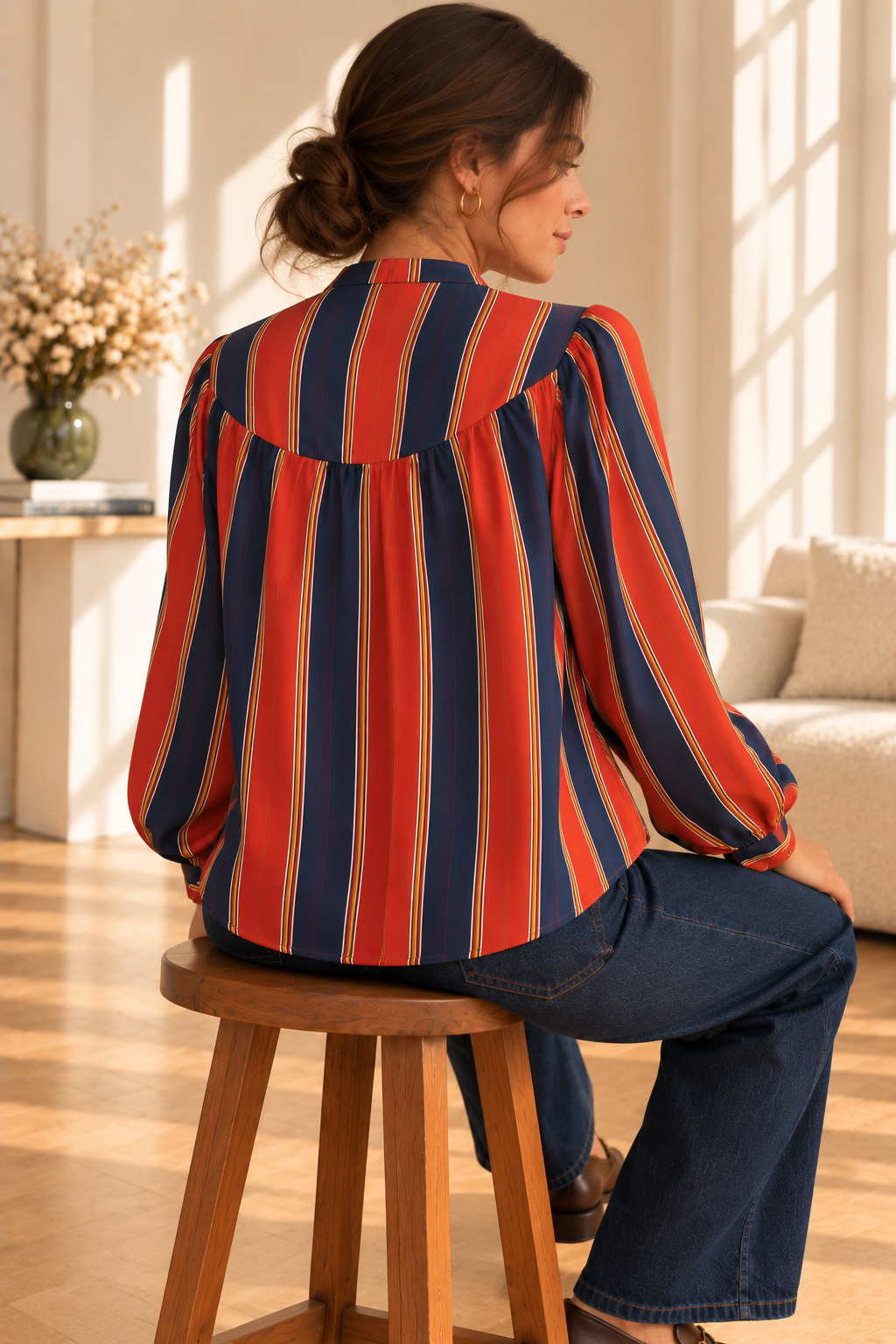 Blouse rayée Marine & Terracotta LOUNAE