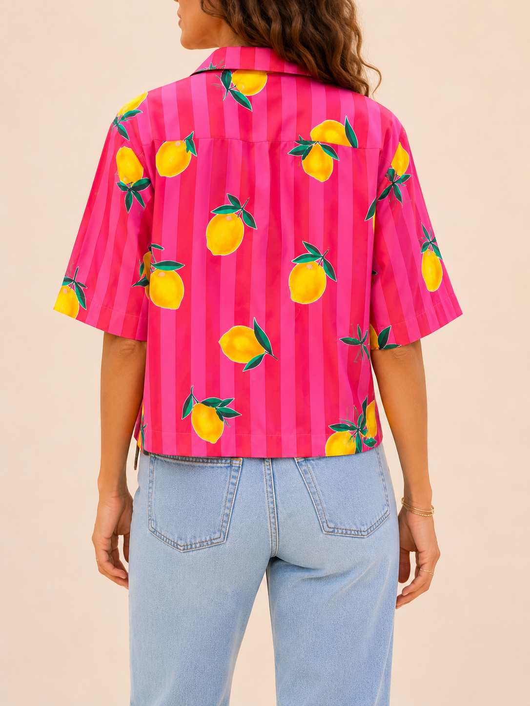 Chemise rose motifs citron - Lovika LOUNAE