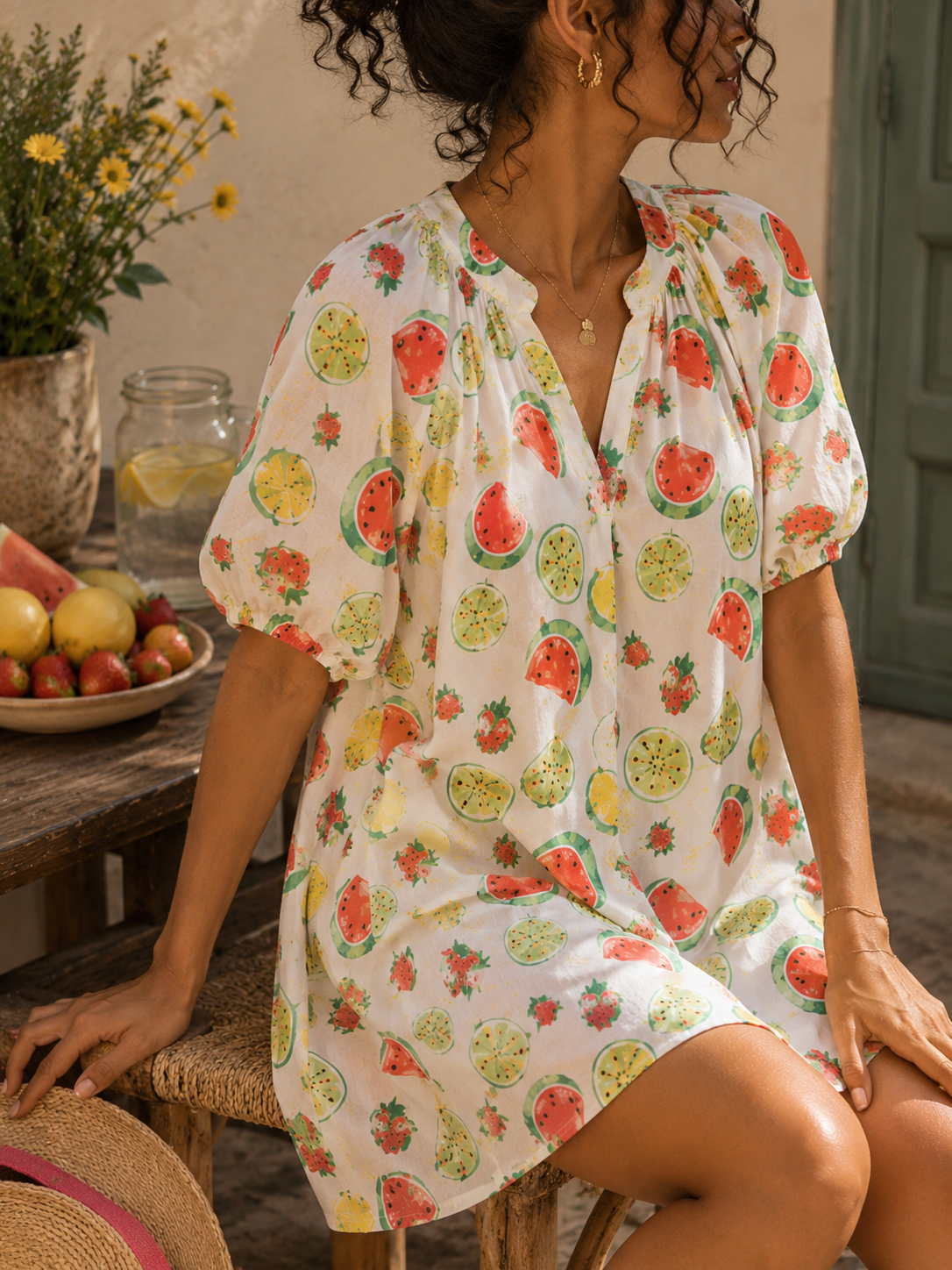 Robe blanches et imprimés - Pohême LOUNAE