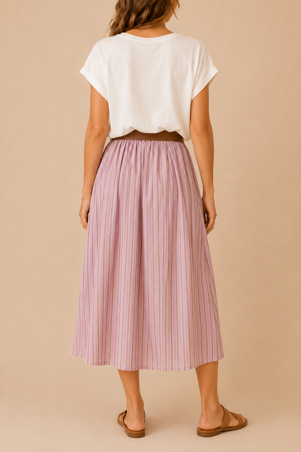 Jupe longue parme marron en coton LOUNAE