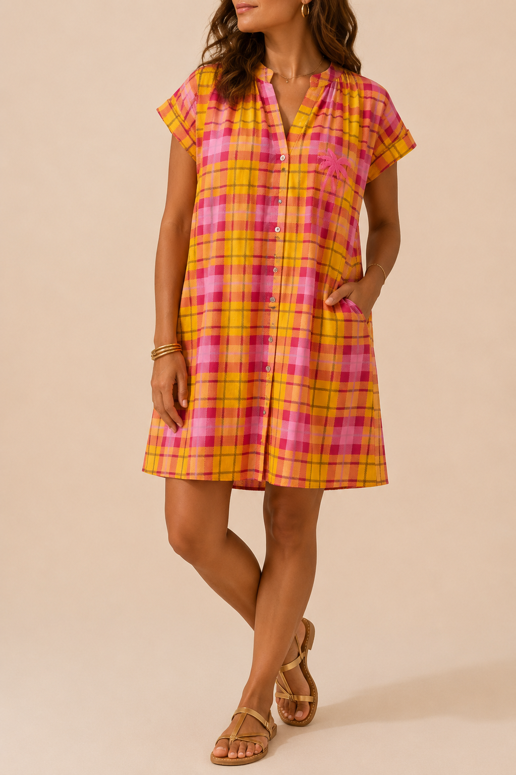 Robe chemise orange rose - April vintage LOUNAE