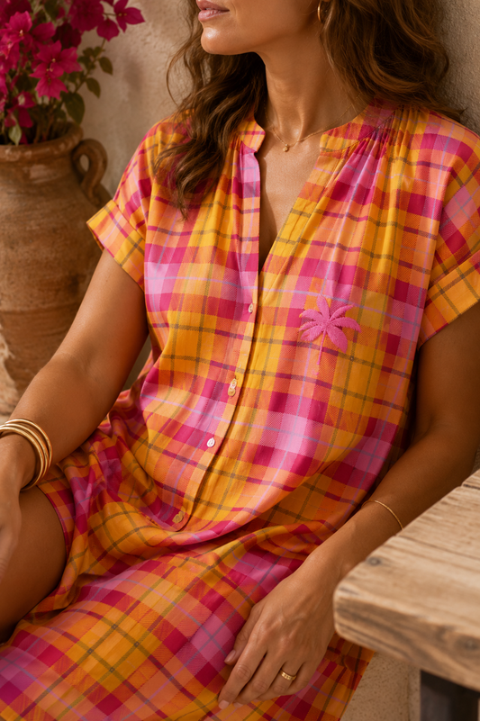 Robe chemise orange rose - April vintage LOUNAE