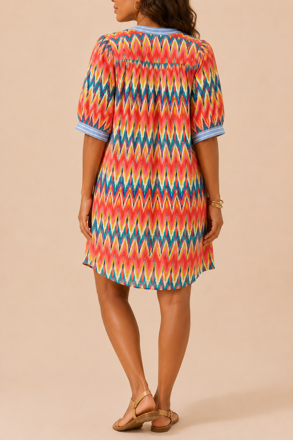 Robe imprimé et effet denim mi-longue en viscose LOUNAE