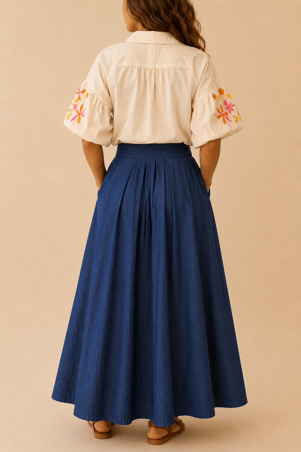 Pantalon ample bleu foncé LOUNAE