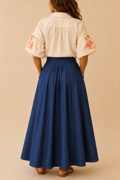 Pantalon ample bleu foncé LOUNAE