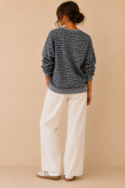 Sweat léopard gris ICONIC en coton taille unique LOUNAE