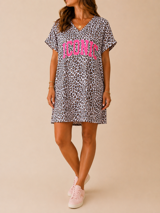 Robe parme léopard logo AMOUR LOUNAE