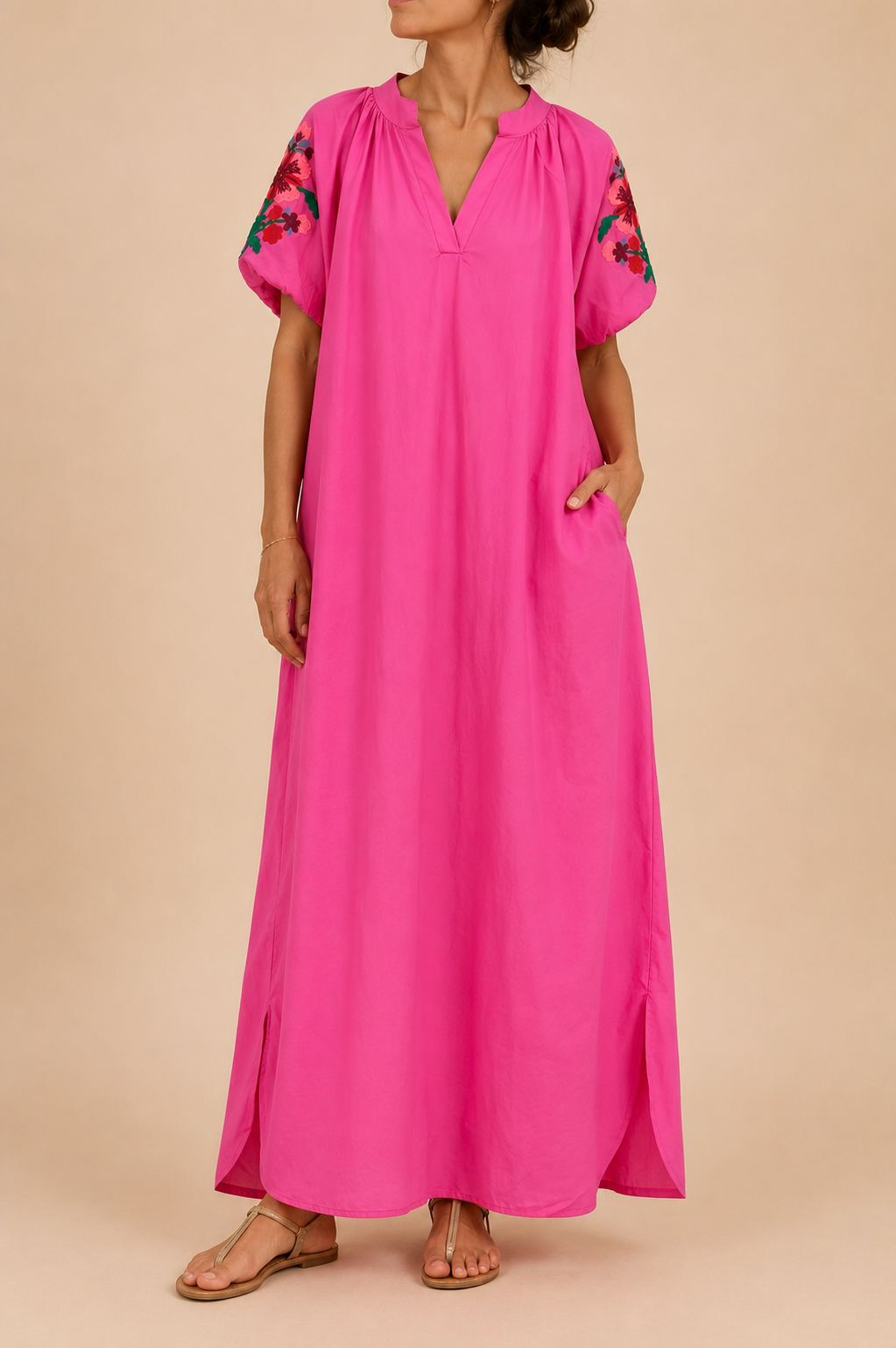 Robe longue bohème rose  - Luizacco