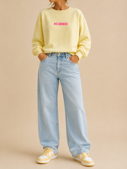 Sweat jaune manches longues ICONIC en coton taille unique LOUNAE