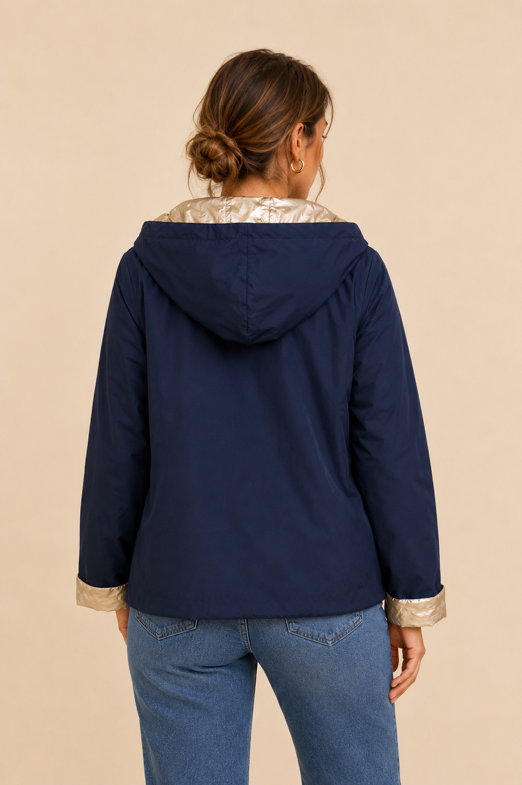Imperméable bleu réversible mi-saison