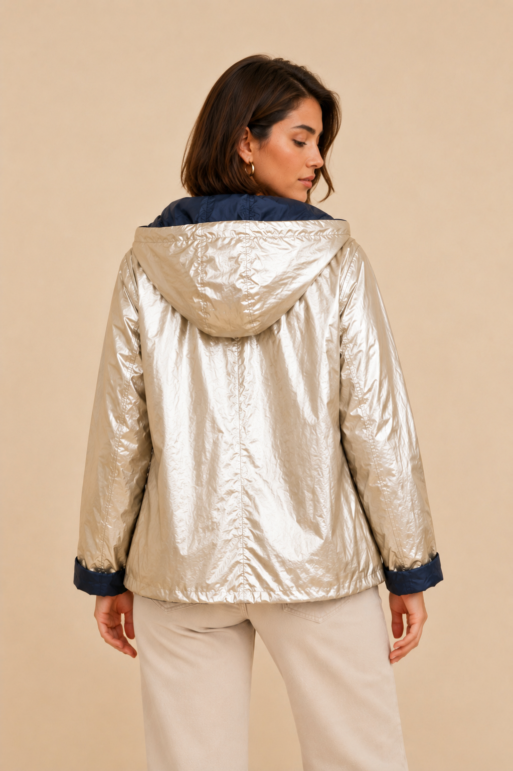 Imperméable bleu réversible mi-saison