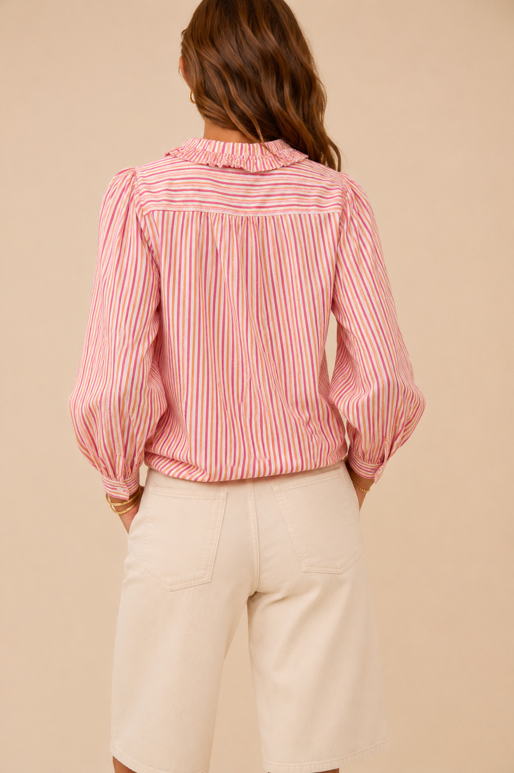 Chemise Camel rose blanche coton