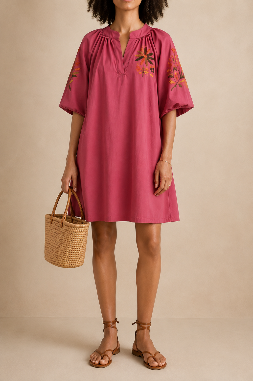 Robe bohème mi-longue terracotta - taille unique