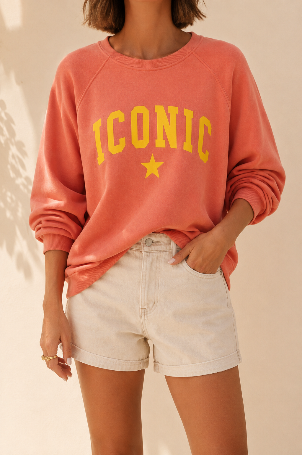 Sweat orange manches trois quarts en coton taille unique LOUNAE