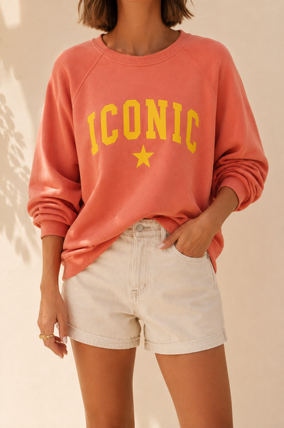 Sweat orange manches trois quarts en coton taille unique LOUNAE
