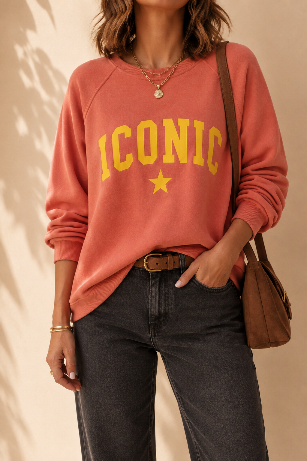 Sweat orange manches trois quarts en coton taille unique LOUNAE