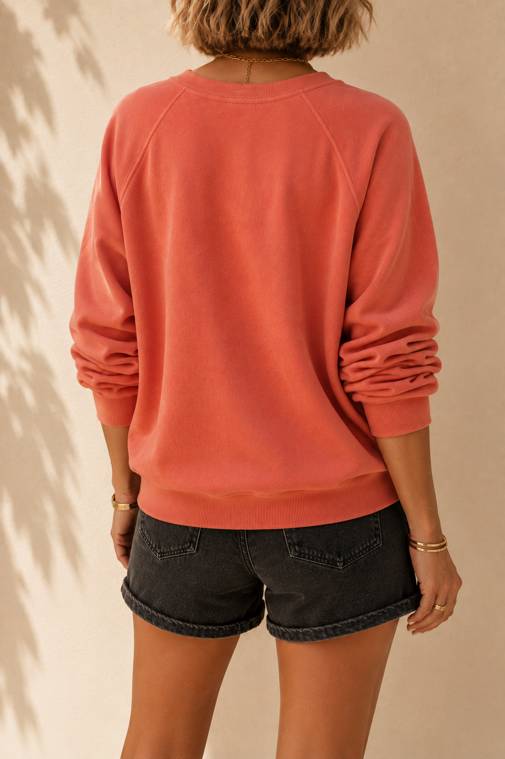 Sweat orange manches trois quarts en coton taille unique LOUNAE