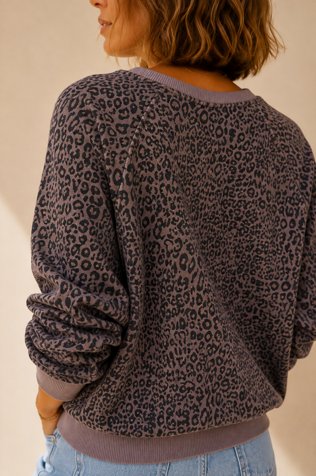 Sweat taupe léopard logo amour en coton taille unique LOUNAE