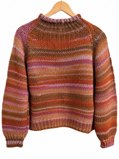 Pull col montant marron rose en laine LOUNAE
