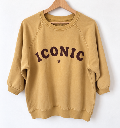 Sweat Femme Oversize Moutarde Iconic Marron – 100 % Coton LOUNAE