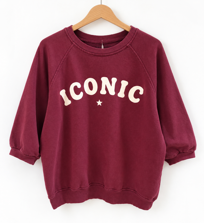 Sweat Femme Oversize Bordeaux Iconic Blanc – 100 % Coton LOUNAE