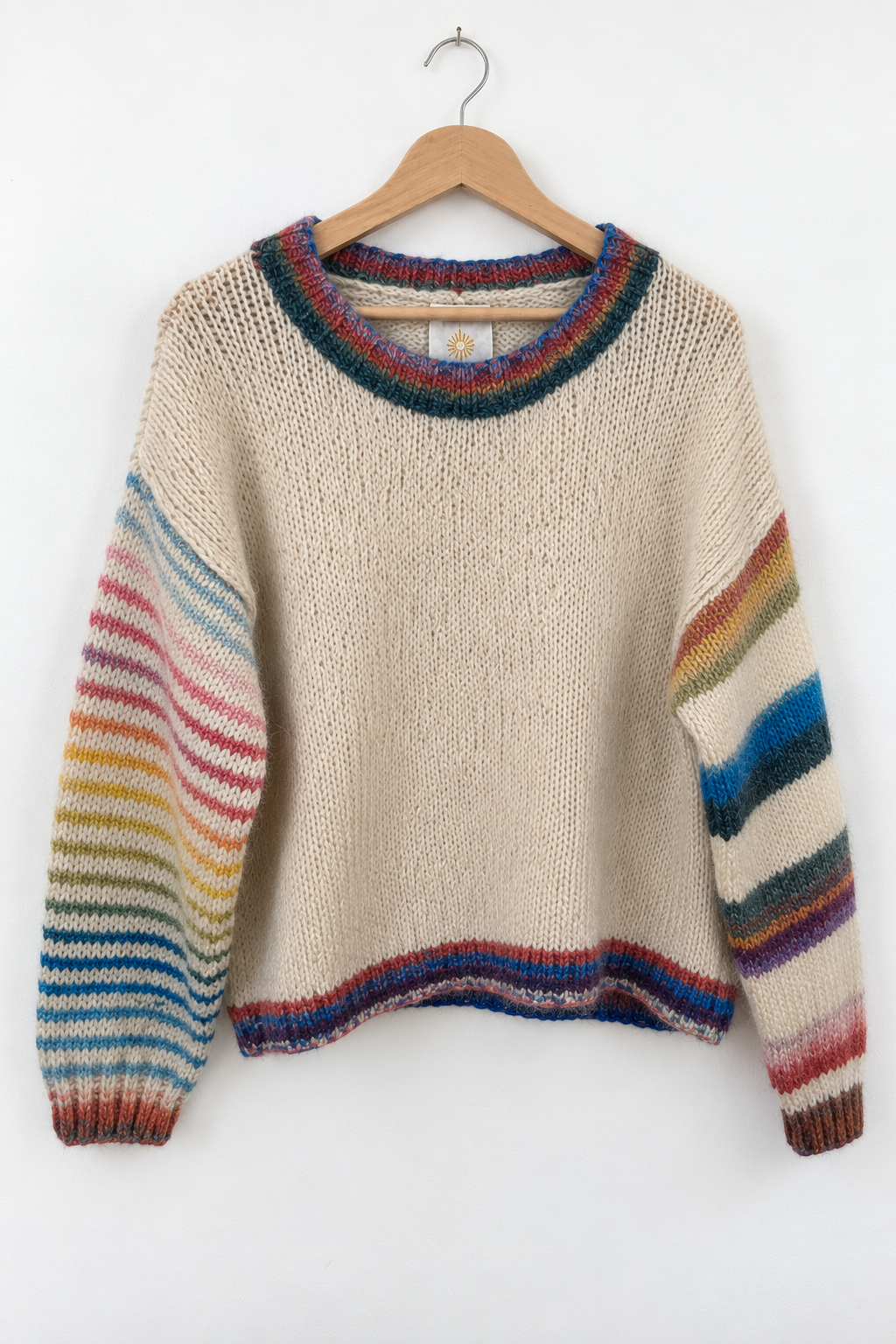 Pull Color Pop Rayé Maille Écrue contrastée LOUNAE