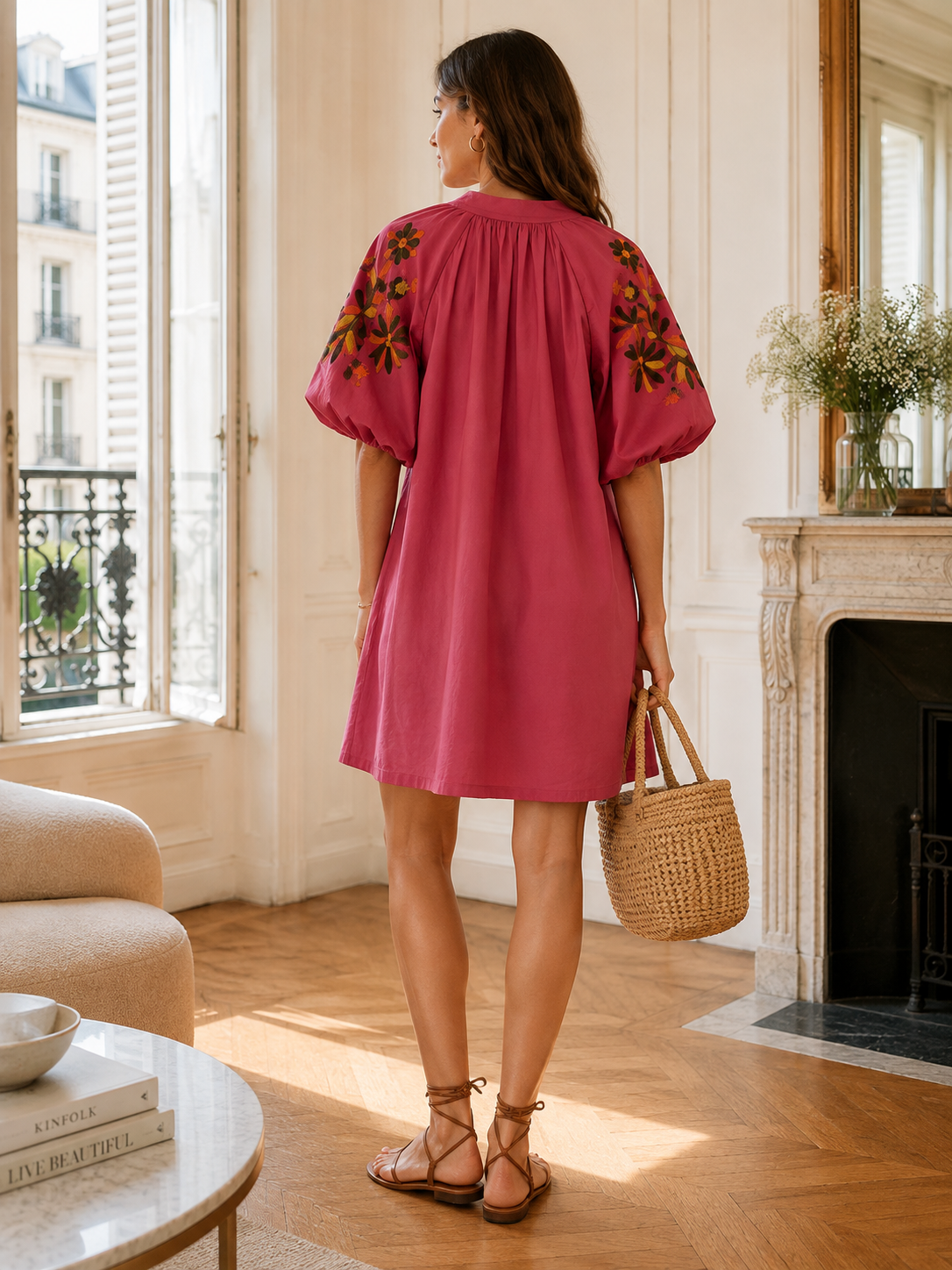 Robe bohème mi-longue terracotta LOUNAE