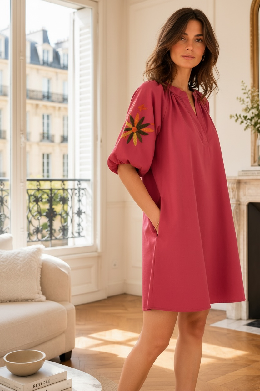 Robe bohème mi-longue terracotta LOUNAE