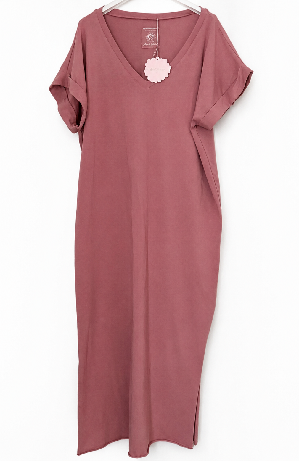 Robe longue tee-shirt rose poudré LOUNAE
