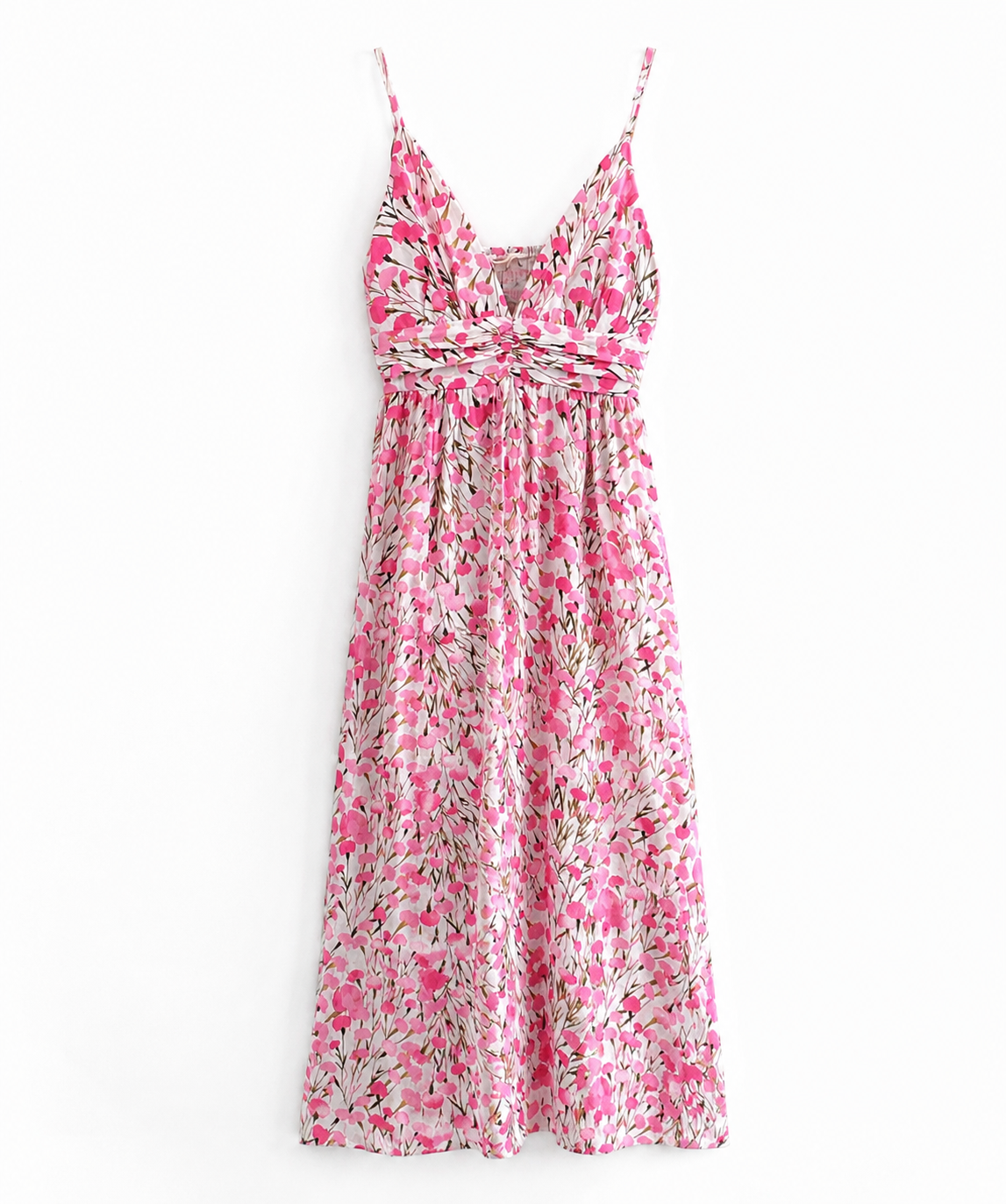 Robe longue rose fleurie dos smocké LOUNAE