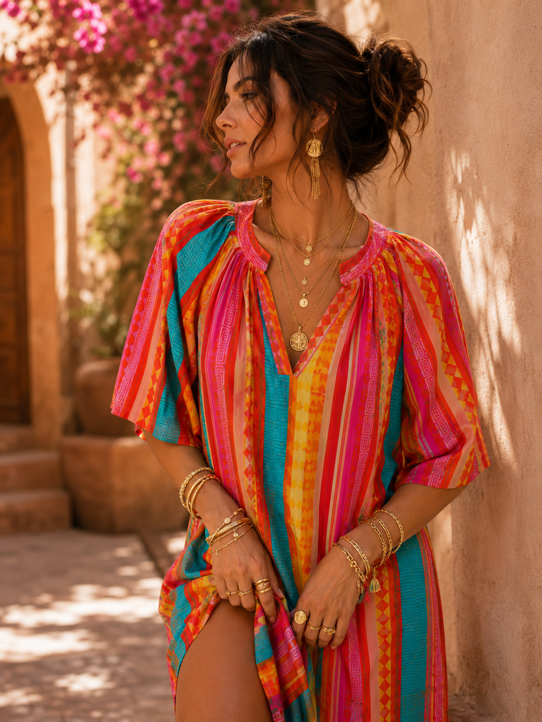 Robe rayée manches amples LOUNAE