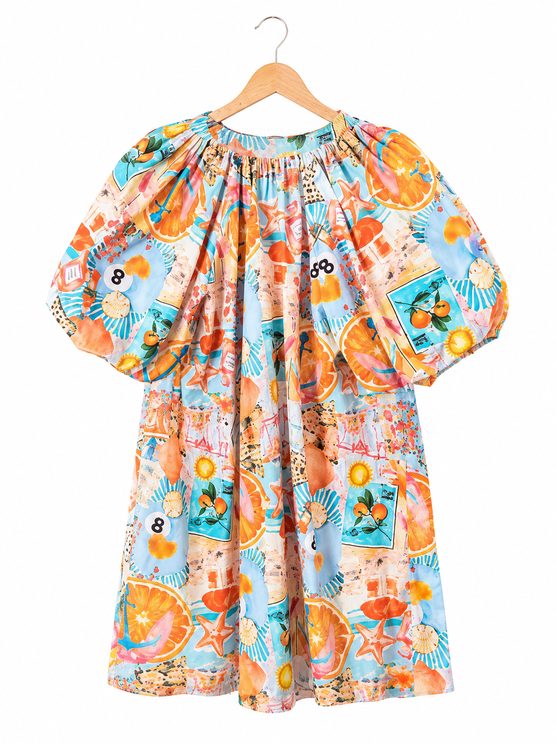 Robe courte imprimée manches bouffantes LOUNAE